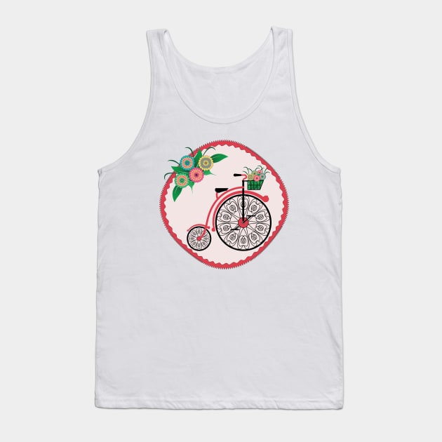 Vintage Retro Floral Bicycle Ride Tank Top by IsmaSaleem